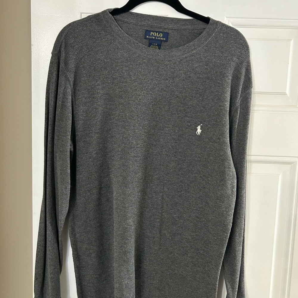 Polo by Ralph Lauren Charcoal Waffle Knit long sleeve shirt large